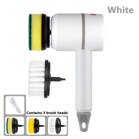 New Electric Cleaning Brush 3 Brush Heads Cleaner Multifunctional Cleaning Pots and Dishes for Kitchen Bathroom Bathtub Glass